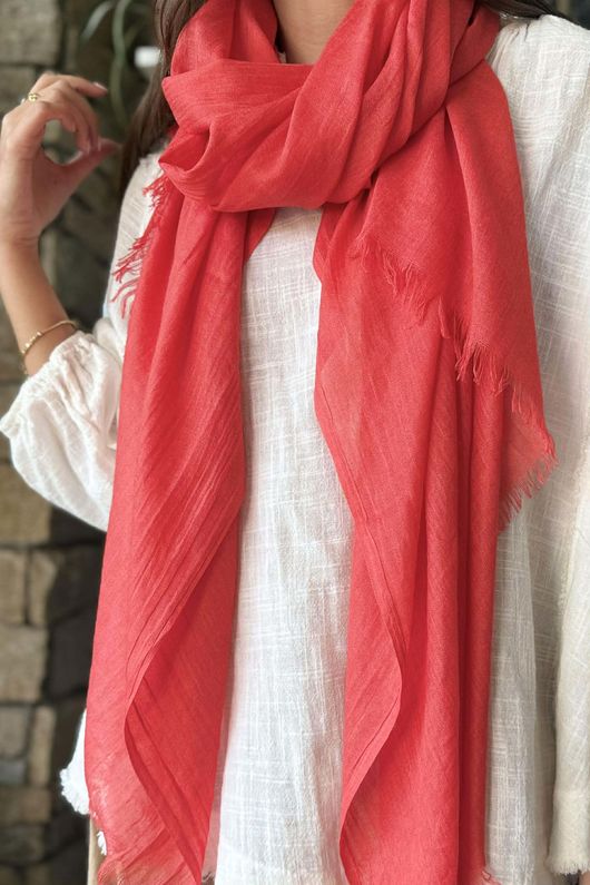 Classic Portobello Scarf Tomato Red 